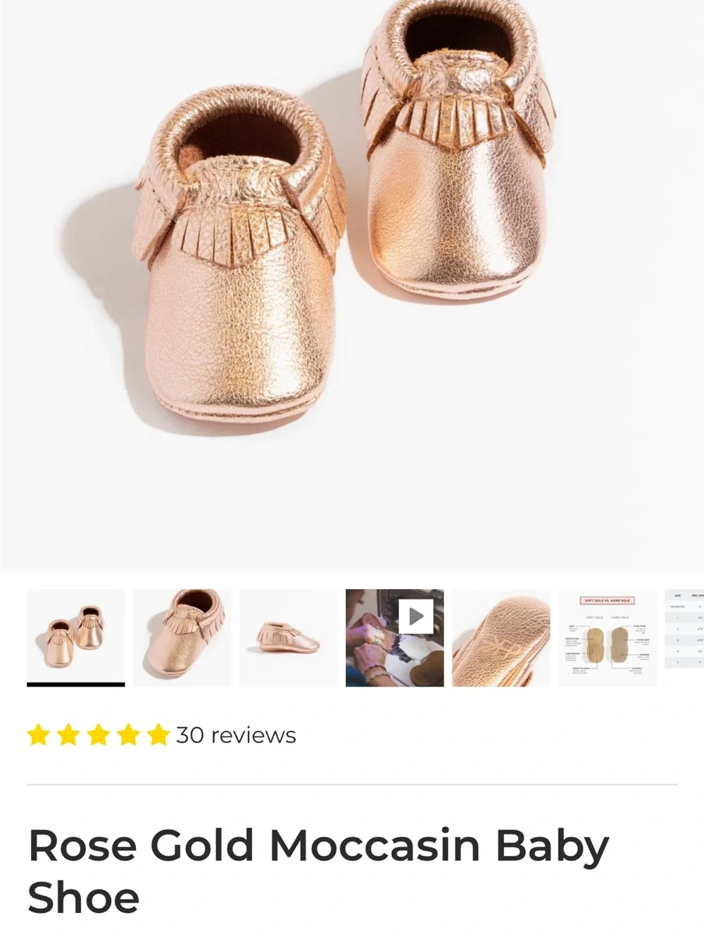 Freshly Picked Metallic Rose Gold Infant Moccasins